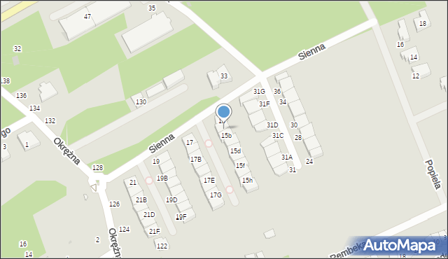 Grodzisk Mazowiecki, Sienna, 15a, mapa Grodzisk Mazowiecki