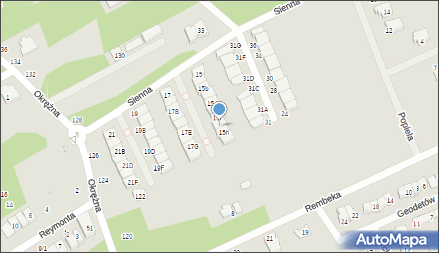 Grodzisk Mazowiecki, Sienna, 15g, mapa Grodzisk Mazowiecki