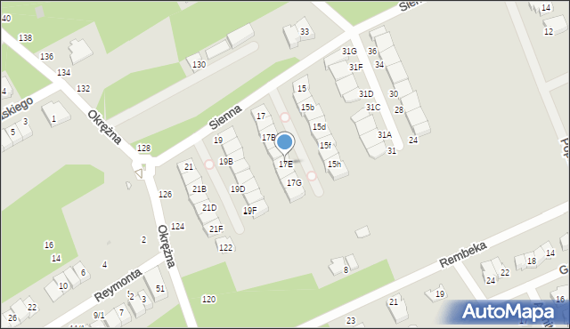 Grodzisk Mazowiecki, Sienna, 17E, mapa Grodzisk Mazowiecki