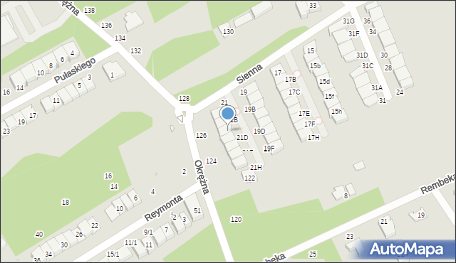 Grodzisk Mazowiecki, Sienna, 21B, mapa Grodzisk Mazowiecki