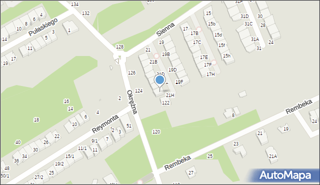 Grodzisk Mazowiecki, Sienna, 21F, mapa Grodzisk Mazowiecki