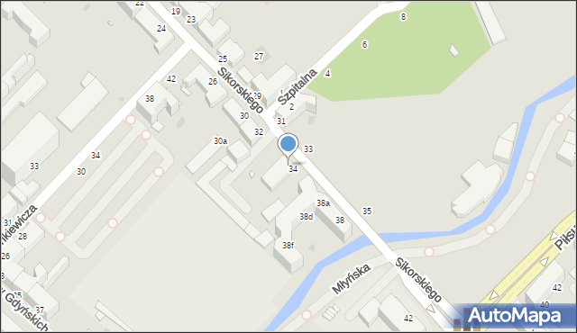 Grudziądz, Sikorskiego Władysława, gen., 34-36, mapa Grudziądza