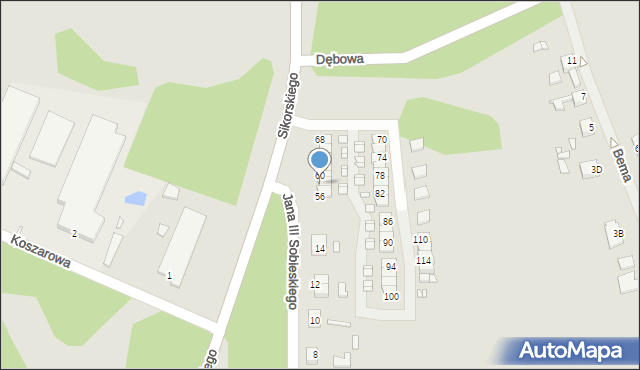 Gubin, Sikorskiego Władysława, gen., 58, mapa Gubin