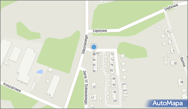 Gubin, Sikorskiego Władysława, gen., 68, mapa Gubin