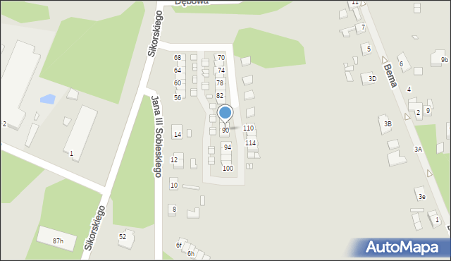 Gubin, Sikorskiego Władysława, gen., 90, mapa Gubin