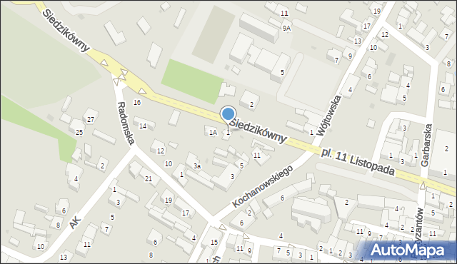 Iłża, Siedzikówny-Inki Danuty, 1, mapa Iłża