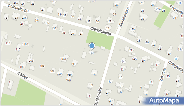 Izabelin C, Sierakowska, 13, mapa Izabelin C