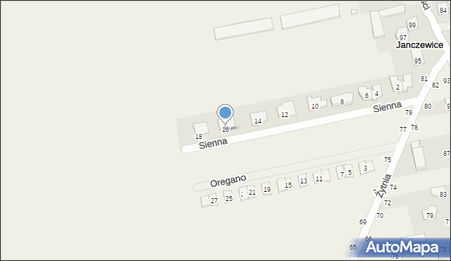 Janczewice, Sienna, 16, mapa Janczewice