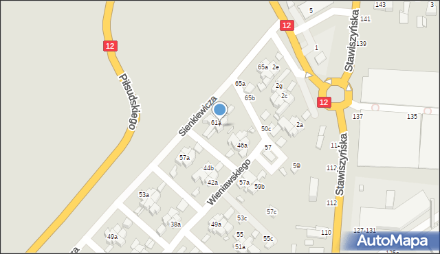 Kalisz, Sienkiewicza Henryka, 61b, mapa Kalisza