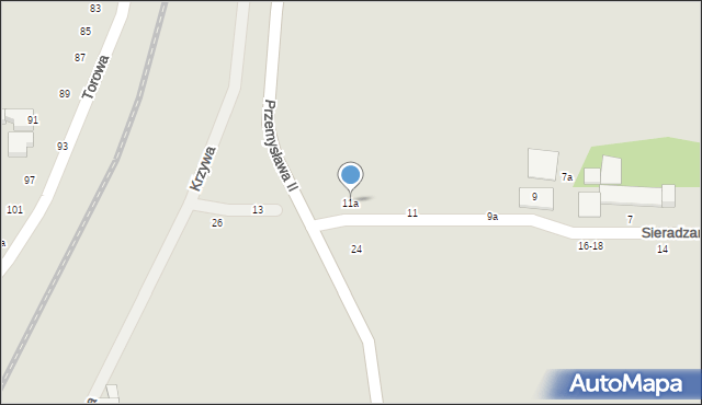 Kalisz, Sieradzana Józefa, ks., 11a, mapa Kalisza