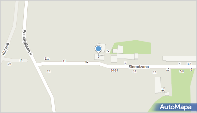 Kalisz, Sieradzana Józefa, ks., 9, mapa Kalisza