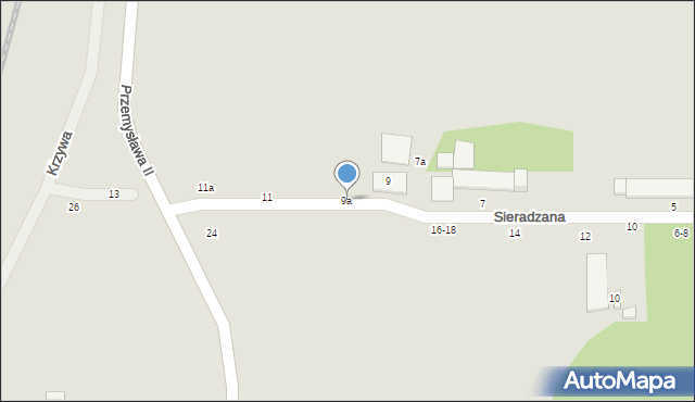 Kalisz, Sieradzana Józefa, ks., 9a, mapa Kalisza