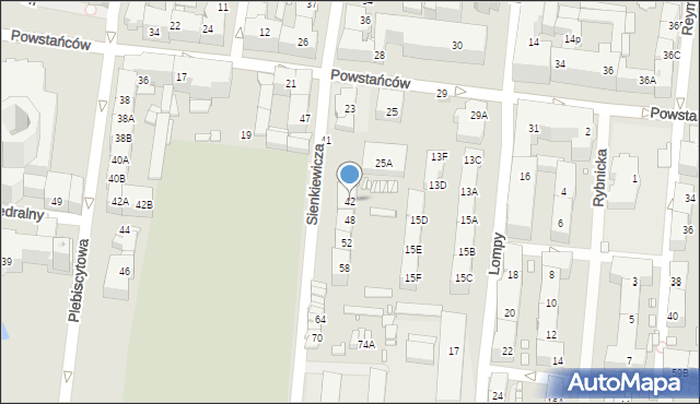Katowice, Sienkiewicza Henryka, 42, mapa Katowic