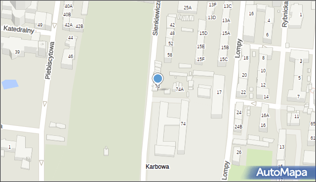 Katowice, Sienkiewicza Henryka, 72, mapa Katowic