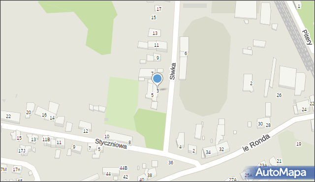 Katowice, Siwka Wiktora, ks., 3, mapa Katowic