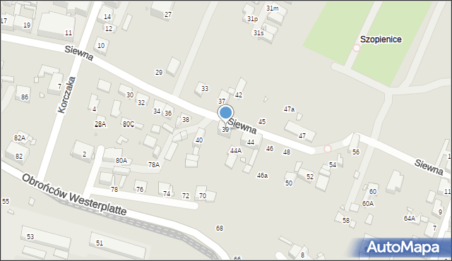 Katowice, Siewna, 39, mapa Katowic