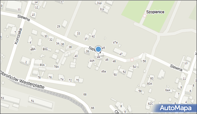 Katowice, Siewna, 44, mapa Katowic