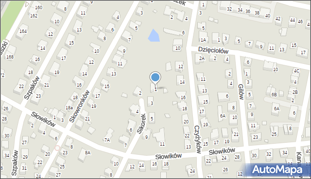 Katowice, Sikorek, 1, mapa Katowic