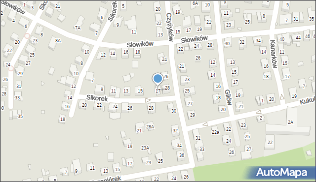 Katowice, Sikorek, 17, mapa Katowic