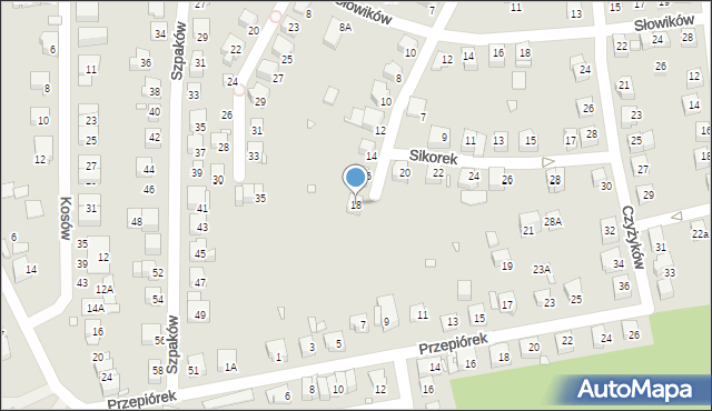 Katowice, Sikorek, 18, mapa Katowic