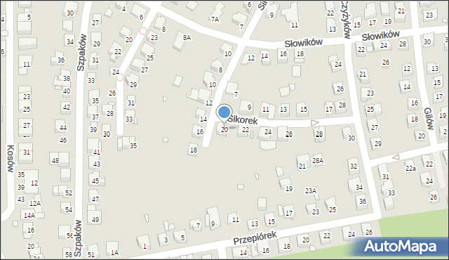 Katowice, Sikorek, 20, mapa Katowic