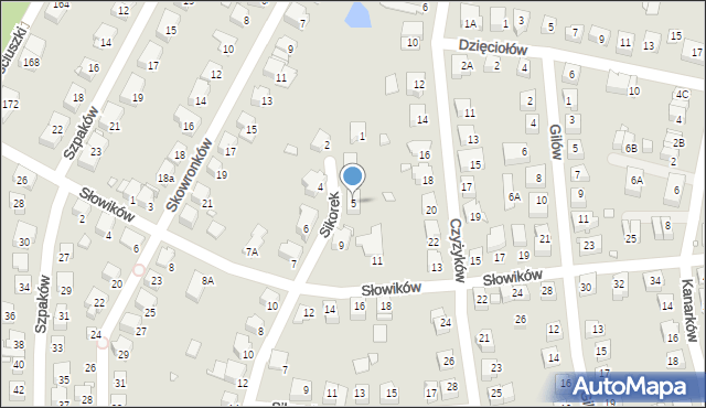 Katowice, Sikorek, 5, mapa Katowic