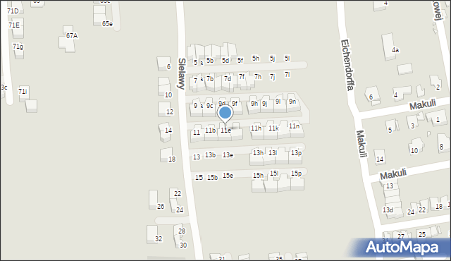 Katowice, Sielawy, 11e, mapa Katowic