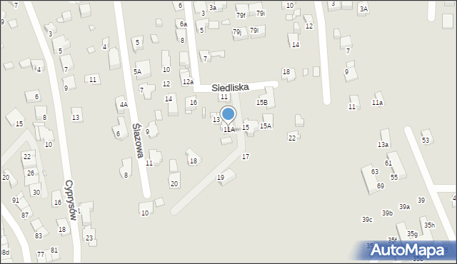 Katowice, Siedliska, 11A, mapa Katowic