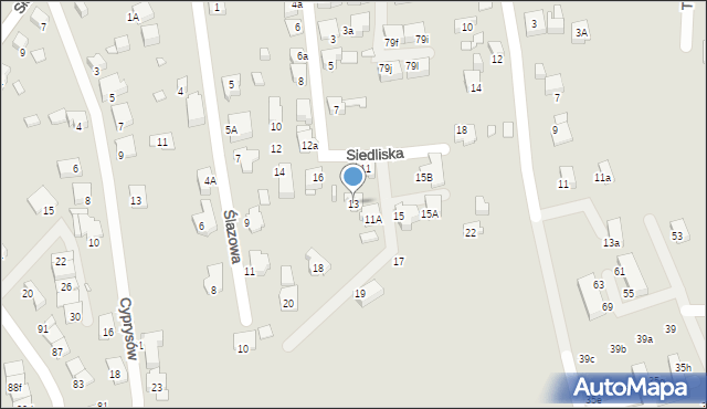 Katowice, Siedliska, 13, mapa Katowic