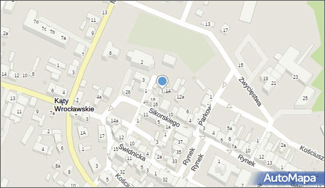 Kąty Wrocławskie, Sikorskiego Władysława, gen., 16a, mapa Kąty Wrocławskie