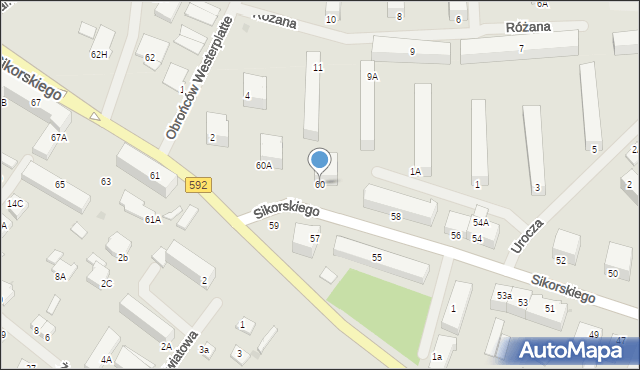 Kętrzyn, Sikorskiego Władysława, gen., 60, mapa Kętrzyn