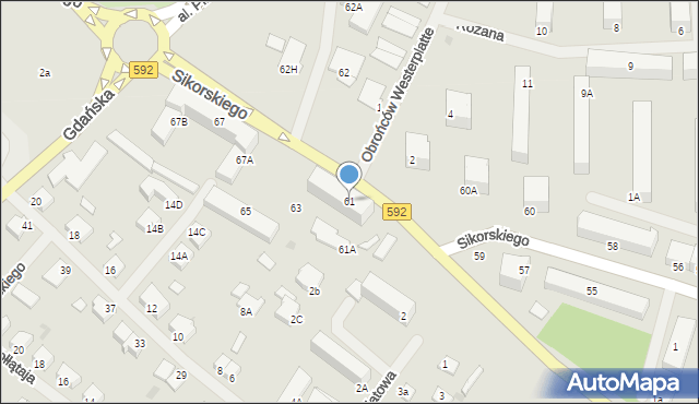 Kętrzyn, Sikorskiego Władysława, gen., 61, mapa Kętrzyn