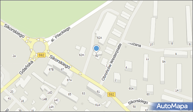 Kętrzyn, Sikorskiego Władysława, gen., 62, mapa Kętrzyn
