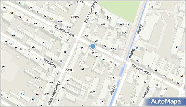 Kielce, Sienkiewicza Henryka, 45, mapa Kielc