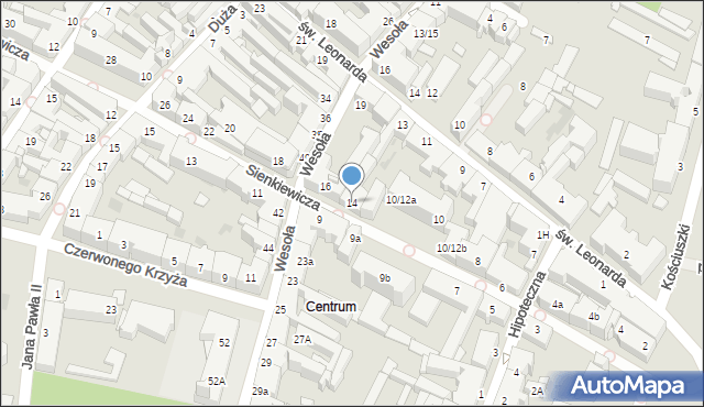 Kielce, Sienkiewicza Henryka, 14, mapa Kielc