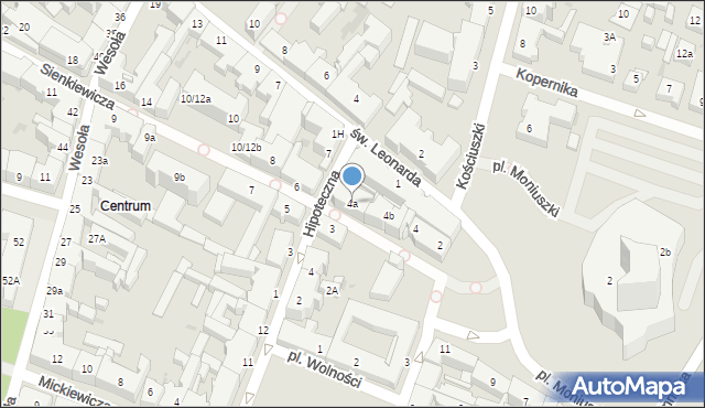 Kielce, Sienkiewicza Henryka, 4a, mapa Kielc