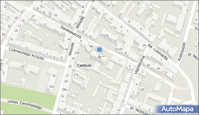 Kielce, Sienkiewicza Henryka, 9b, mapa Kielc