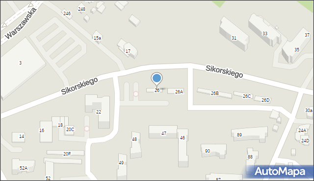 Kielce, Sikorskiego Władysława, gen., 26, mapa Kielc