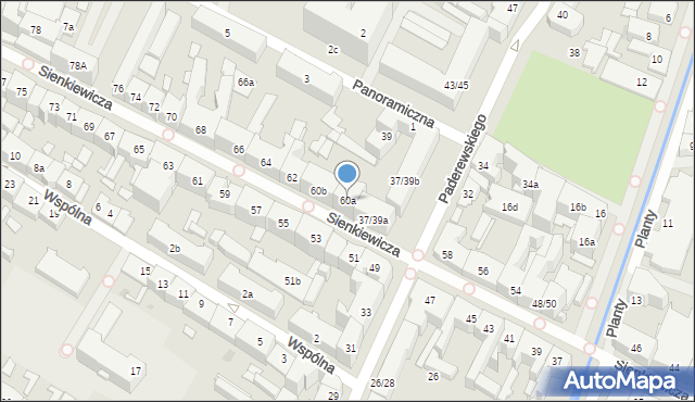 Kielce, Sienkiewicza Henryka, 60a, mapa Kielc