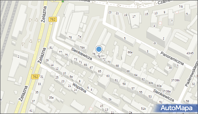Kielce, Sienkiewicza Henryka, 74, mapa Kielc