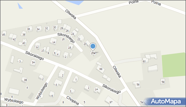 Kielno, Sikorskiego Józefa, 20a, mapa Kielno