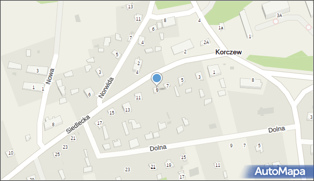 Korczew, Siedlecka, 9, mapa Korczew