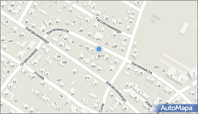 Kościan, Sienkiewicza Henryka, 35, mapa Kościan