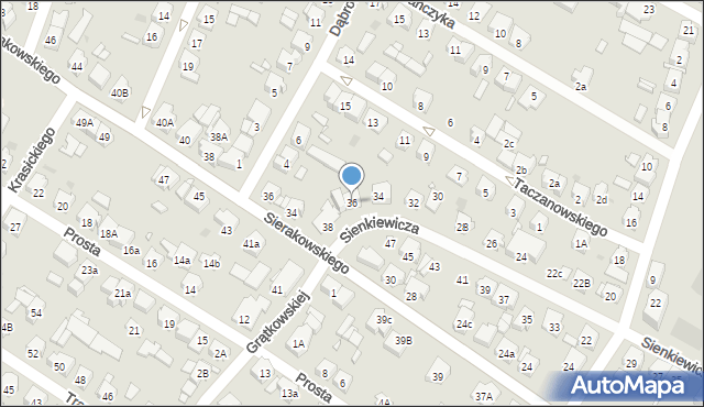 Kościan, Sienkiewicza Henryka, 36, mapa Kościan