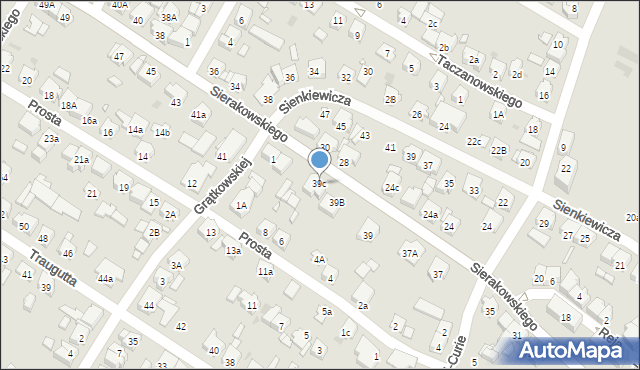 Kościan, Sierakowskiego Zygmunta, 39c, mapa Kościan