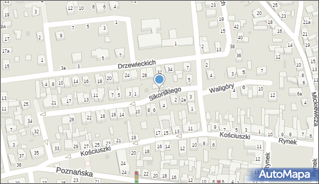Kostrzyn, Sikorskiego Władysława, gen., 1A, mapa Kostrzyn