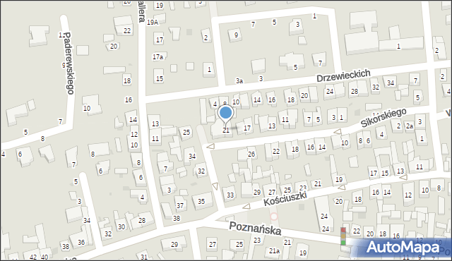 Kostrzyn, Sikorskiego Władysława, gen., 21, mapa Kostrzyn