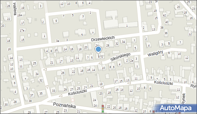 Kostrzyn, Sikorskiego Władysława, gen., 3, mapa Kostrzyn