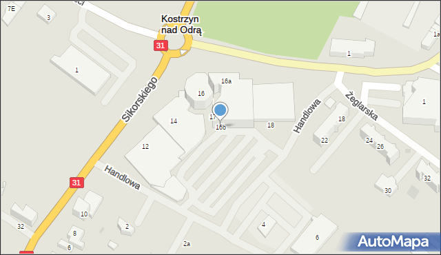 Kostrzyn nad Odrą, Sikorskiego Władysława, gen., 16b, mapa Kostrzyn nad Odrą