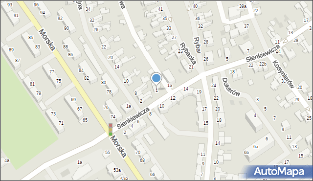 Koszalin, Sienkiewicza Henryka, 1, mapa Koszalina